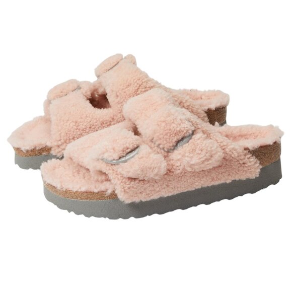 NWOT Birkenstock Arizona Big Buckle Platform Teddy by Papillio - Picture 2 of 6